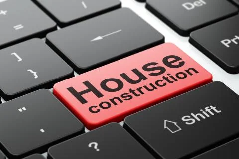 Construction concept: House Construction on computer keyboard background Stockillustratie