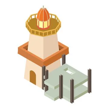 Construction concept icon isometric vector. Lighthouse and frame of building Ilustración de archivo