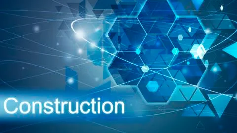 Construction concept, Innovation Computer Data Technology, background blue Stock Illustration