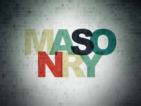 Construction concept: Masonry on Digital Data Paper background Illustrazione stock