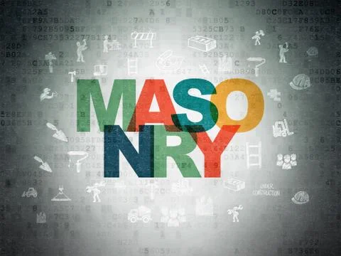 Construction concept: Masonry on Digital Data Paper background Stock Illustration