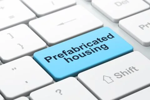 Construction concept: Prefabricated Housing on computer keyboard background Stock Illustration