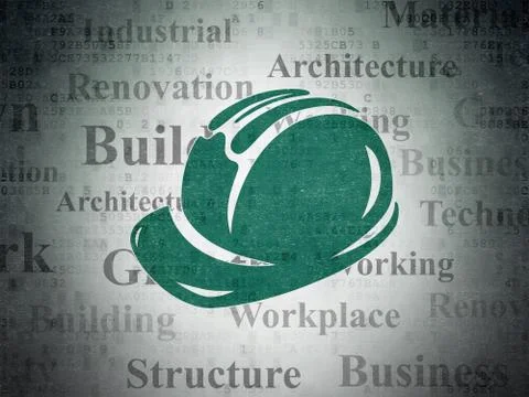Construction concept: Safety Helmet on Digital Data Paper background Stock Illustration