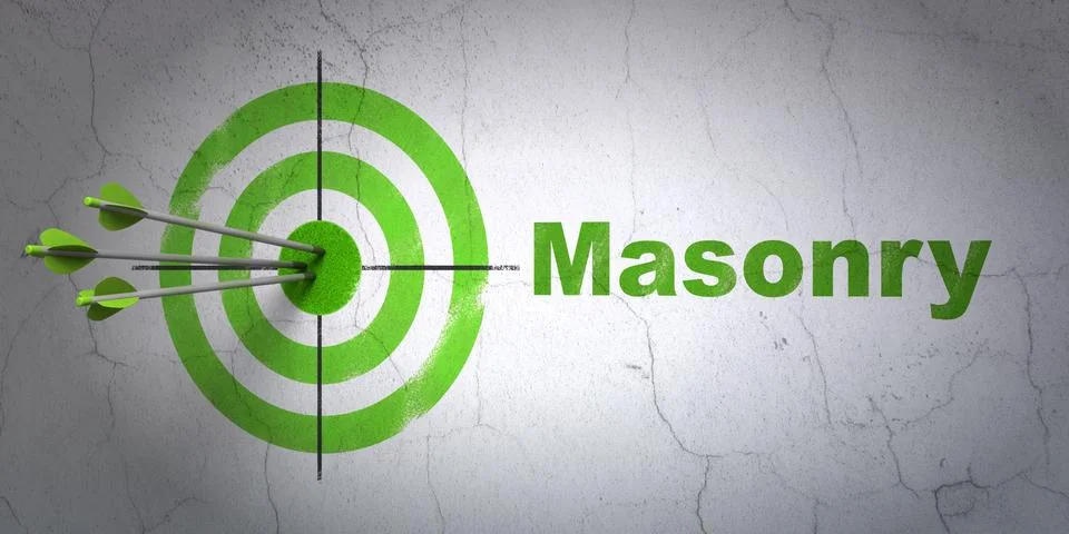 Construction concept: target and Masonry on wall background Ilustración de archivo