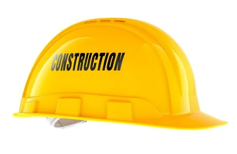 Construction concept with yellow helmet. 3D rendering Stock Illustration
