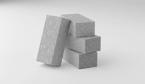 Construction Concrete Bricks on White Background - 3D Illustration イラスト素材