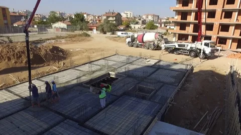 Construction of concrete builders construction of drone Stock Footage 108810621