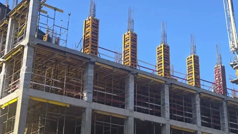 Construction concrete building. Background of construction site. Stock Footage 336809557