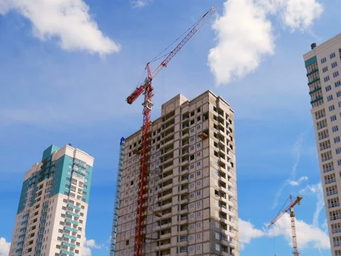Construction of concrete buildings Stock Footage