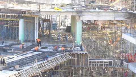 Construction of concrete buildings Stock Footage 84626958