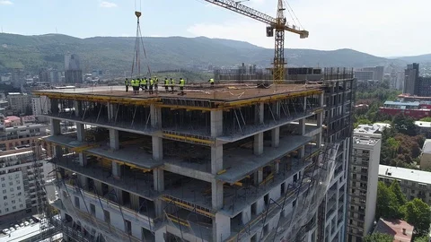 Construction of concrete buildings Stock Footage 92092078
