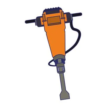 Construction concrete drill tool blue lines Stock Illustration