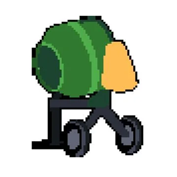 Construction concrete mixer pixel art vector illustration Stock Illustration