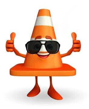 Construction cone character with goggle Stock Illustration
