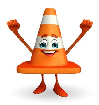 Construction cone character with happy pose Illustrazione stock