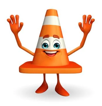 Construction cone character with happy pose Illustrazione stock