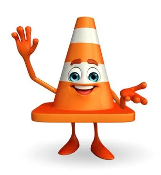 Construction cone character Stock Illustration