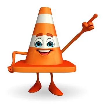 Construction cone character with pointing pose Stock Illustration