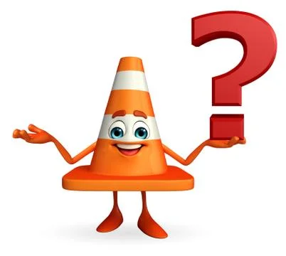Construction cone character with question mark sign Stock Illustration