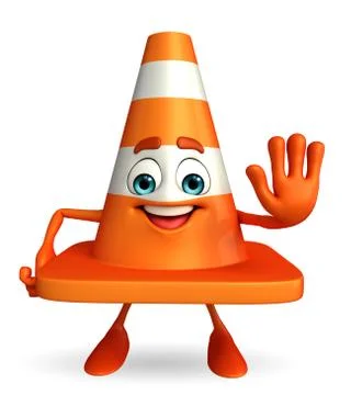 Construction cone character with stop pose Stock Illustration