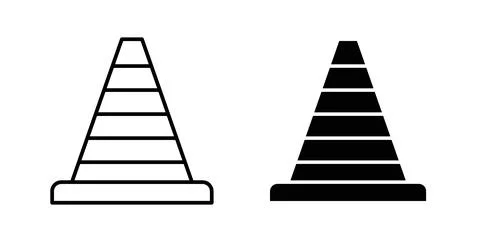 Construction cone icon collection in black, Line icons, flat symbols Stock Illustration