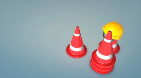Construction cones and safety hat. Stock Footage 26070620