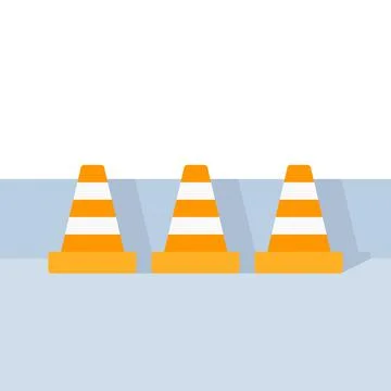 Construction cones on the road, vector Stock Illustration