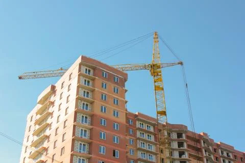 Construction, construction of multi-storey residential building. house under  Stock Photos