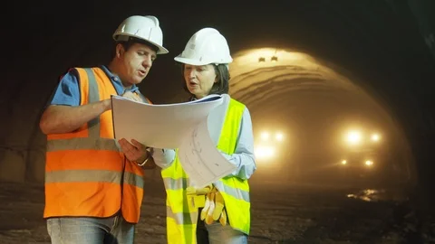 Construction, Construction Site, Engineer, Working, Medium Shot, Lockdown, 30 Stock Footage 95956923