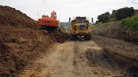 Construction, Construction Site, Outdoors, Day, Working, Tracking Shot, Stock Footage 94018339