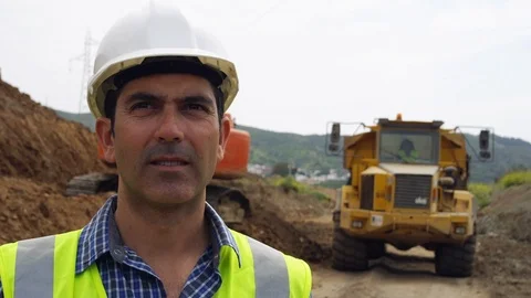 Construction, Construction Site, Outdoors, Day, Portrait, Head And Shoulders, Stock Footage 94018410