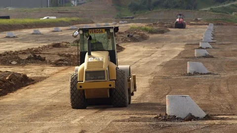 Construction, Construction Site, Outdoors, Day, Wide Shot, Lockdown, 20 Seconds Stock Footage 94019428