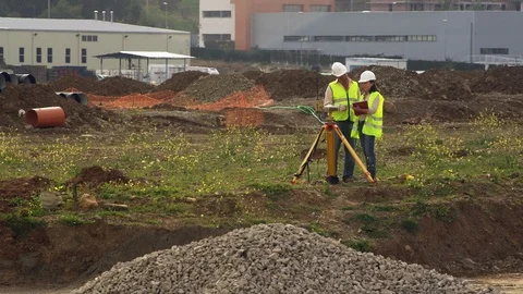 Construction, Construction Site, Outdoors, Day, Engineer, Standing, Talking, Stock Footage 94019444