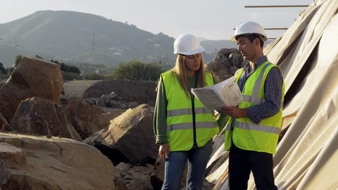 Construction, Construction Site, Outdoors, Day, Wide Shot, Panning, 20 Seconds Stock Footage 94019583