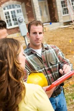 Construction: contractor ready to review checklist Stock Photos