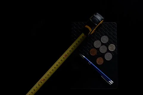 Construction cost concept with tools and money Stock Photos