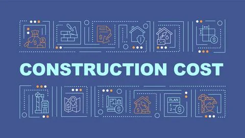 Construction cost text with thin linear icons Stock Illustration