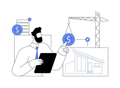 Construction costs abstract concept vector illustration. Stock Illustration