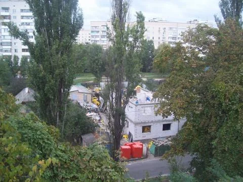 Construction of the cottage from building materials 库存照片