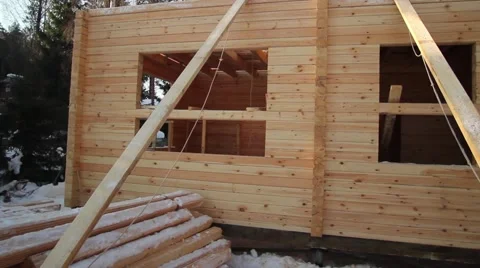 Construction Of A Country House Stock Footage 62755128