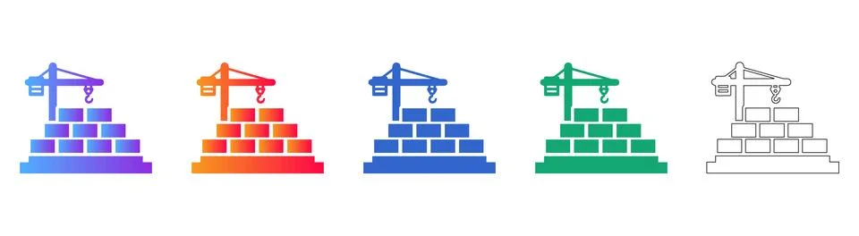 Construction Crane and Brick Stack Icons Stock Illustration