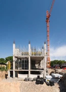 Construction crane and building Stock Photos