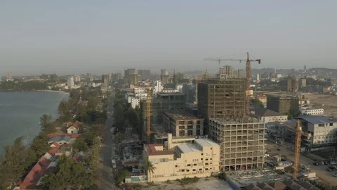 Construction Crane and building process TIMELAPSE in Cambodia Sihanoukville city Stock Footage 119366117