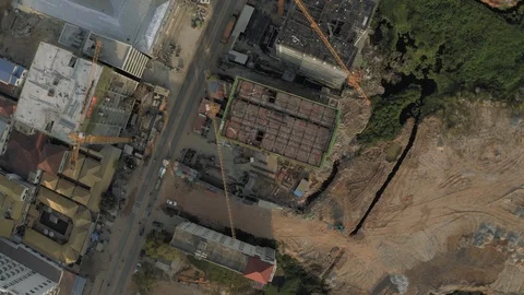 Construction Crane and building process in Cambodia Sihanoukville city Stock Footage 119367197