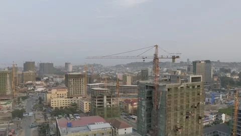 Construction Crane and building process in Cambodia Sihanoukville city 스톡 동영상 119368407