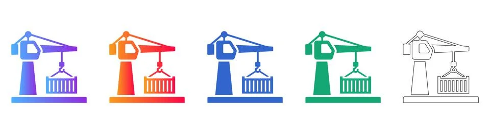 Construction Crane and Cargo Loading Icons Иллюстрация