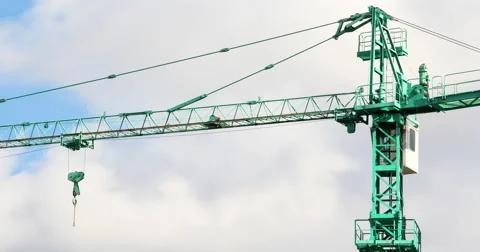 Construction crane and clouds 4K timelapse Stock Footage 58193427
