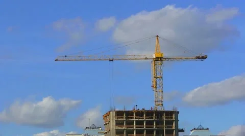 Construction crane and sky. Time lapse Stock Footage 12142433