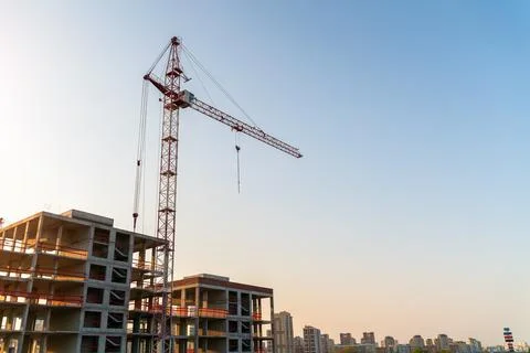 Construction crane on the background Foto stock