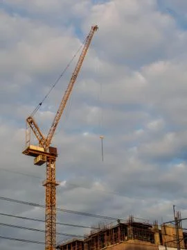 Construction crane on blue sky background Foto stock